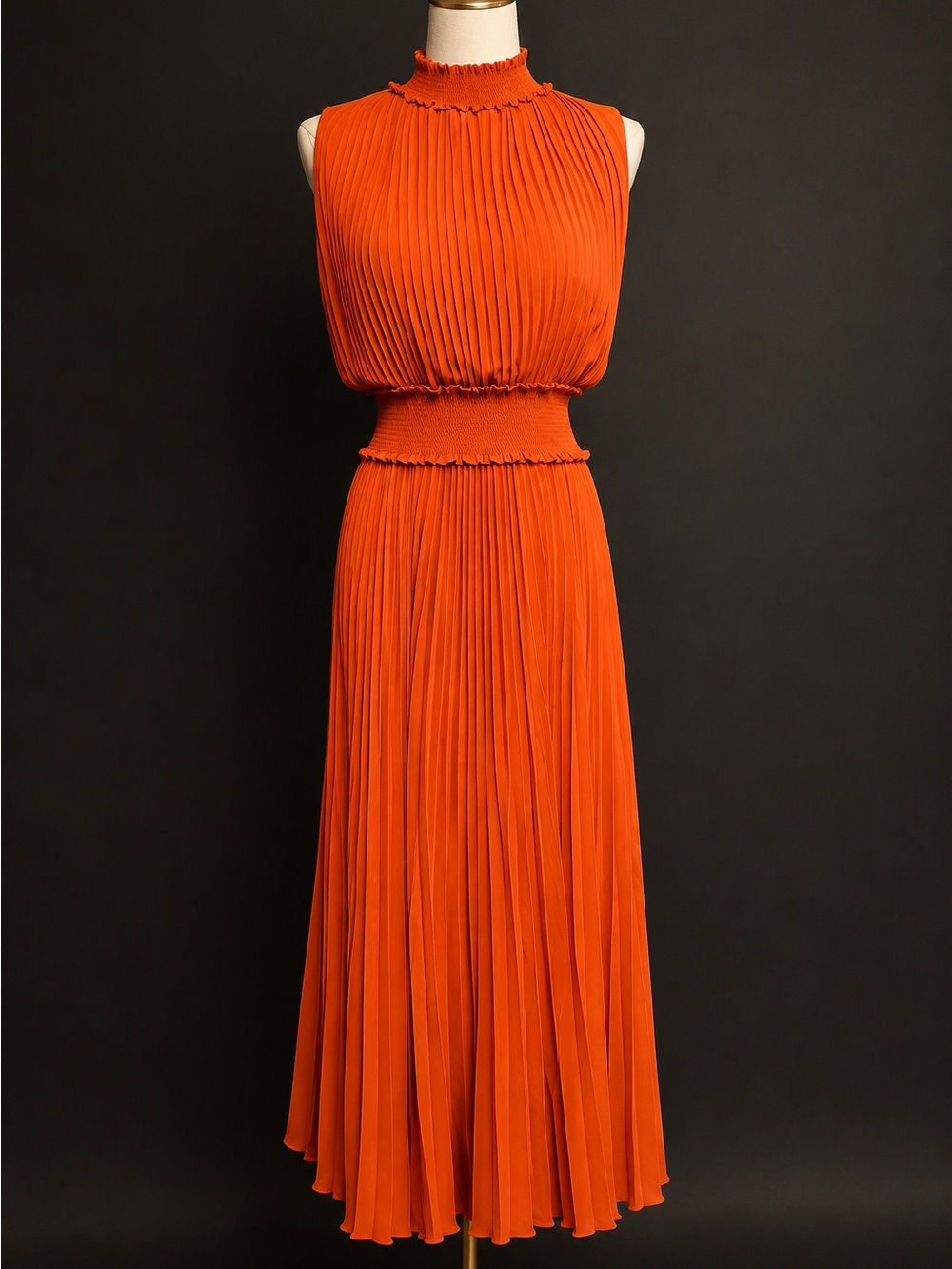 Nanette Lepore Burnt Orange Pleated Dress